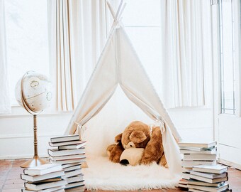 Natural Canvas, Teepee, Kids Teepee, Can Include Roll Up Window, Tee Pee, Childrens Teepee, Play Tent, Tent, Kids Teepee Tent, Ready to Ship
