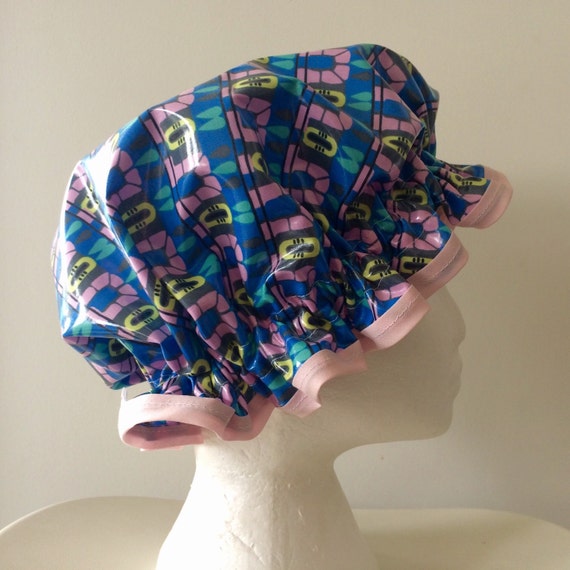 Shower Cap Retro Vintage Style. Handmade PVC & BPA Free.