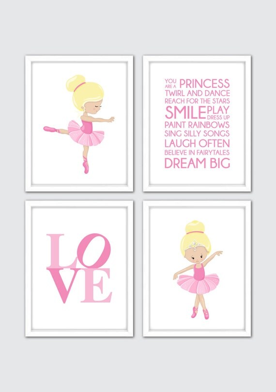 Baby Girl Nursery Art Ballerina Nursery Art Print Pink