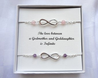 Godmother Goddaughter gift, Two infinity bracelets, Silver infinity bracelet, Infinity bracelet, Silver bracelet, Infinity jewelry, Gifts
