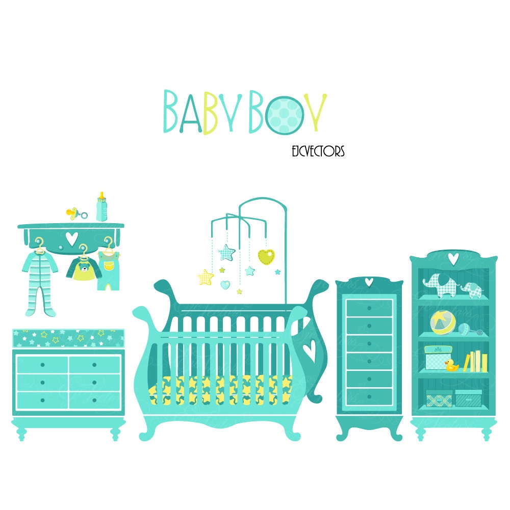 Download Baby Boy's Room Clipart Pack: Set of 22 Baby Nursery