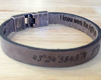 FREE SHIPPING-Hidden Message,Men Bracelet,Engraved Men Bracelet,Personalize Leather Bracelet,Bracelets for Men,Custom Men Leather Bracelet