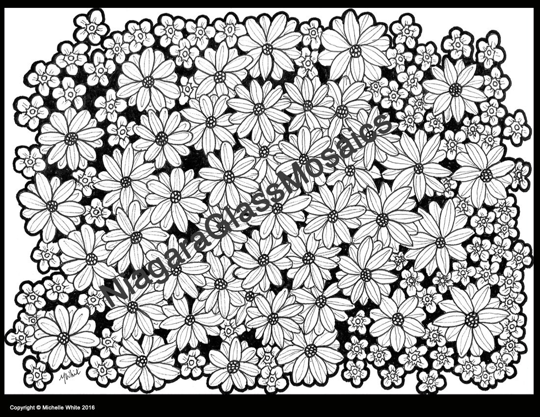 Daisy Coloring Page Adult Coloring Book Handmade Flower