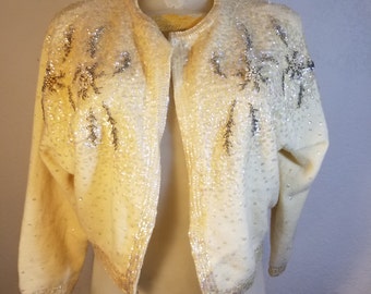 FREE SHIPPING 1950 Sequin Bead Cardigan