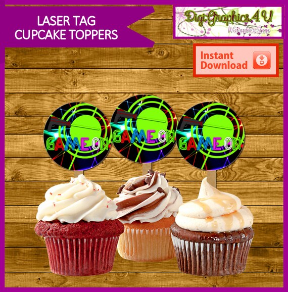 Laser Tag 2 inch Printable Cupcake Toppers by DigiGraphics4u