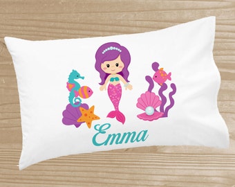 Personalized Mermaid Pillowcase - Pillowcase for Girls - Mermaid Pillow Case - Custom Mermaid Pillow Slip - Under the Sea Pillowcase