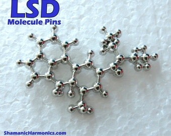3D LSD Molecule Hat Pins - 1.75" - Double posted with locking backs