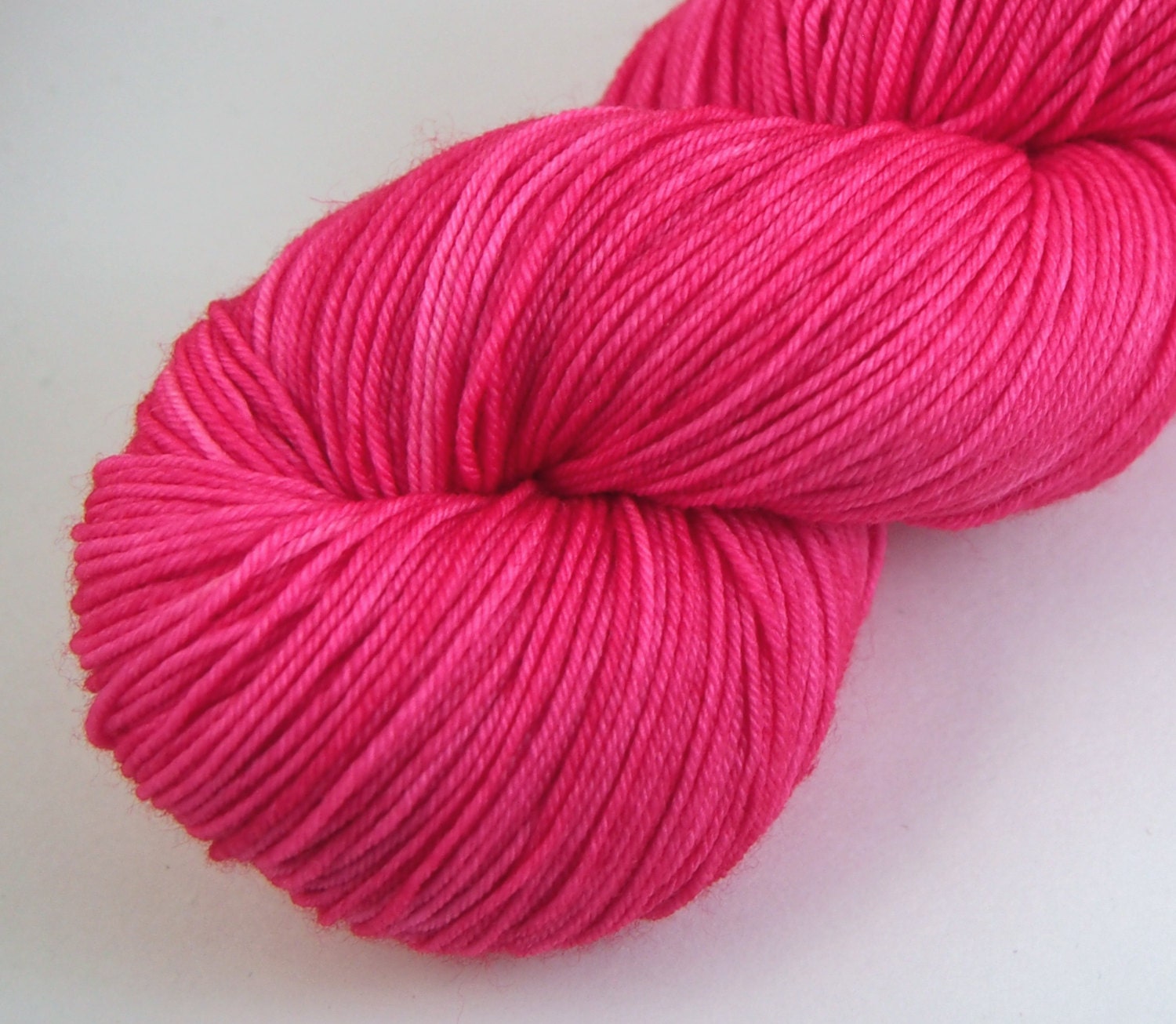 Hand Dyed Yarn Elizabeth Neon Pink Superwash Merino Wool