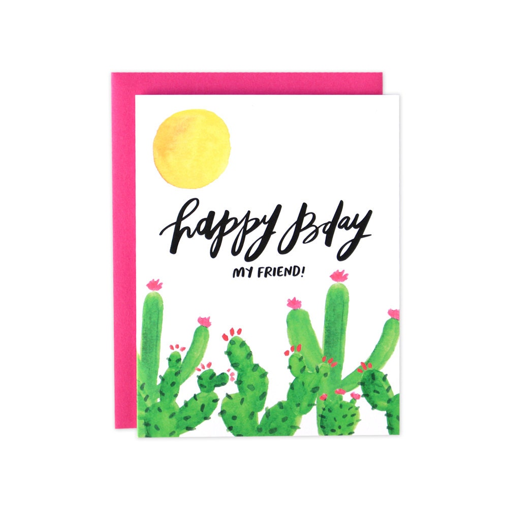 Cactus Birthday Card Cactus Bday Card Watercolor Bday Card