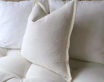 Ivory Linen Pillow Cover, Off White Pillow Cover, Flange Edge Pillow, 20 x 20 inch 22 x 22, inch, 24 x 24, inch, Euro Sham, Pillow Sham