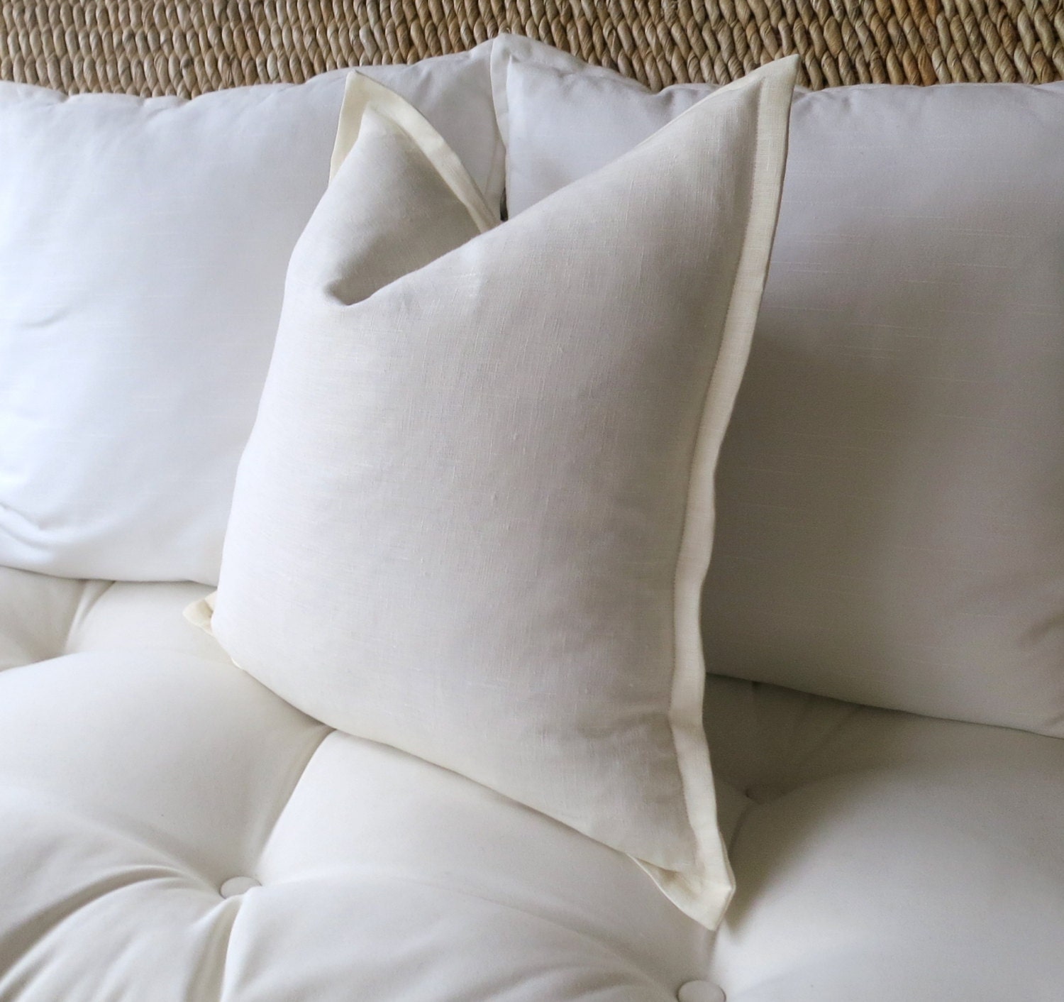 Ivory Linen Pillow Cover Off White Pillow by