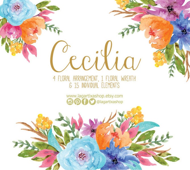 Watercolor clipart Floral PNG wedding bouquet arrangement