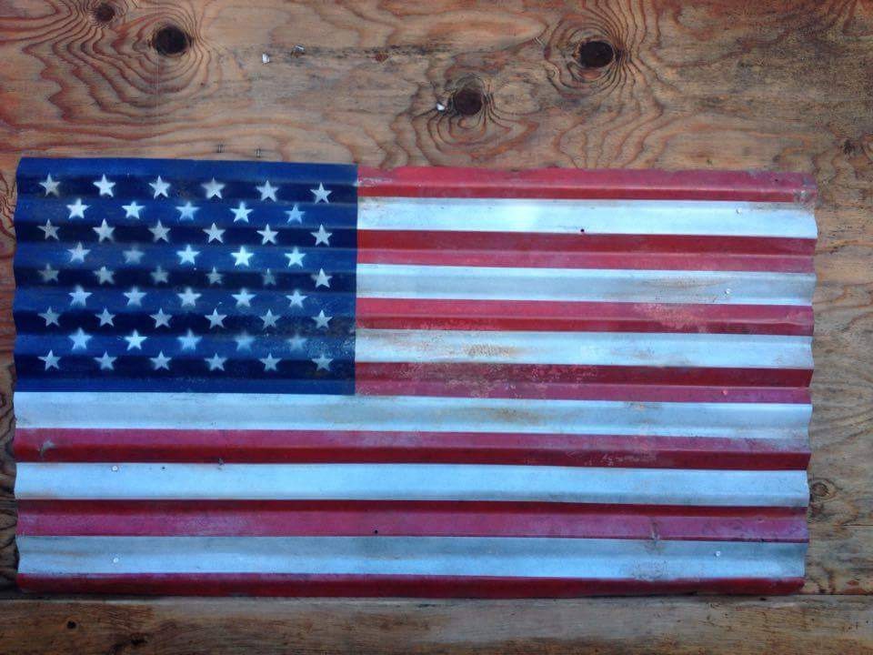 Rustic Metal Flag 27 x 48 Salvaged Barn Metal