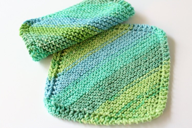 Variegated Knit Dishcloths Hand Knit Dishcloths Set of by AMailys