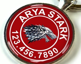 Pet tags custom pet id tag unique pet id tag dog tag cat tag Game of thrones Wolf Stark
