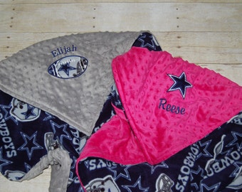 Personalized Dallas Cowboys baby blanket toddler custom made with fleece and minky or fleece backing GET it PERSONALIZED