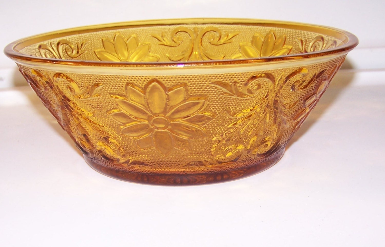 Amber Tiara Serving bowl by the Indiana Glass Company.