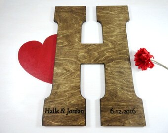 Engraved Wooden Letter Large Letters for Wall Wooden Monogram Letters Wedding Guest Book Ideas Guest Letters for Wedding Rustic Letters