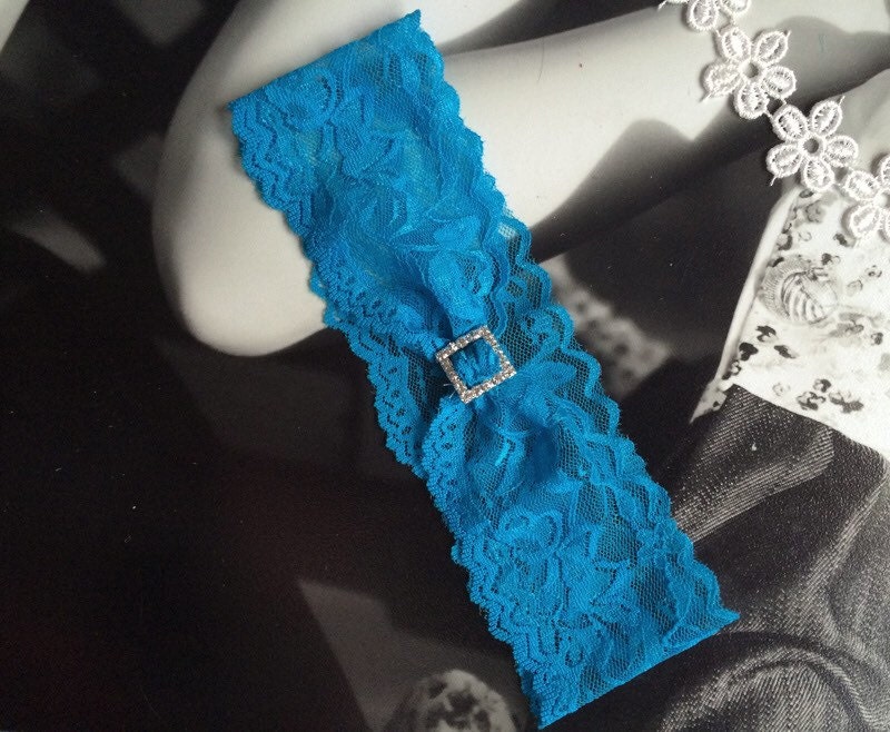 Beach Wedding Garter Deep Sky Blue Lace Wedding Garter Belt