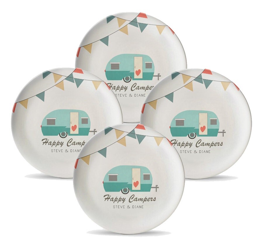 Set of 4 Personalized Camping Plates Personalized Melamine