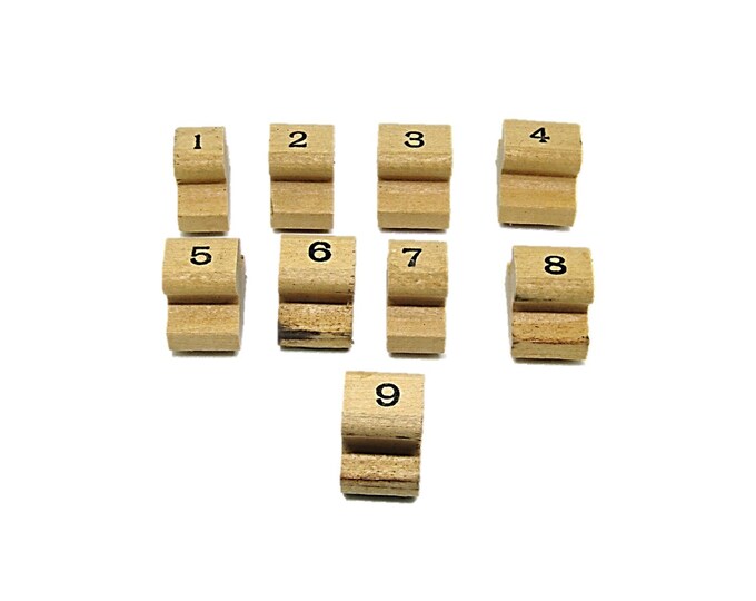Number Stamp Set - Wooden Rubber Stamps - Numeric Stamps 1-9 - 9pcs