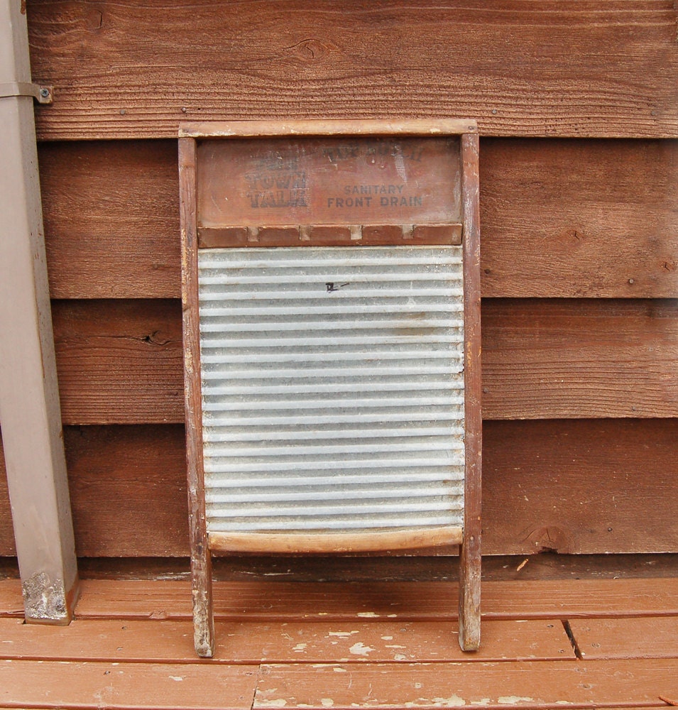 Old National Washboard Large Vintage Wood Galvanized Metal