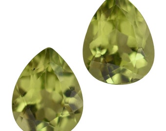 Hebei Peridot Loose Gemstones Set of 2 Pear Cut 1A Quality 6x4mm TGW 0.60 cts.