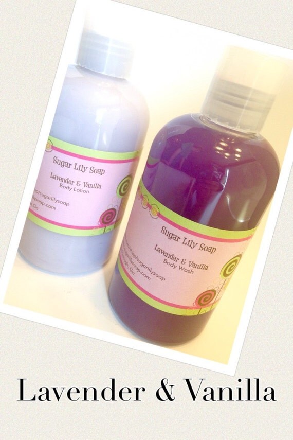 Lavender & Vanilla Body Wash and Lotion by SugarLilySoap on Etsy