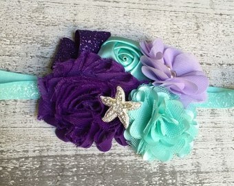 Mermaid hair bow. Little Mermaid Headband. Ariel Headband. Ariel Hair Clip.