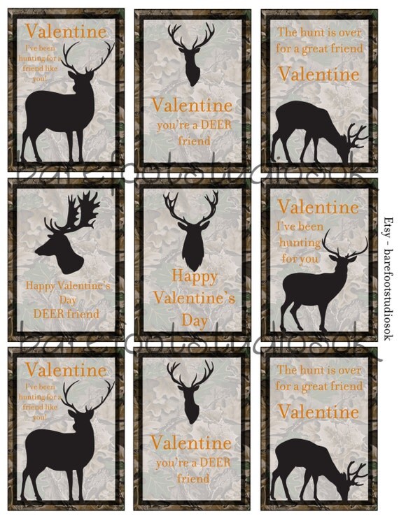 Camo/Hunting Printable Valentines 8.5x11 Digital Instant