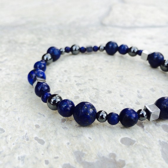 Lapis Lazuli Bracelet For Men Hematite Bracelet For Him Mens