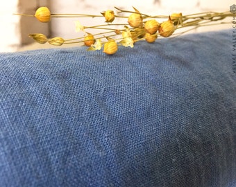 Softened light steel blue linen- Light blue linen fabric-Dense light weight thick linen for clothing and bedding