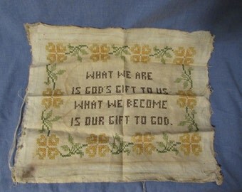 Cross Stitch Sampler, Un-framed, Antique, 1900 -1920
