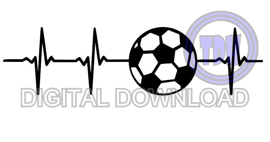 Digital Download Soccer Heartbeat SVG DXF EPS Silhouette