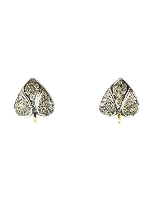 White Topaz Stud Earring Post Link in 925 by SilverFantasyInc