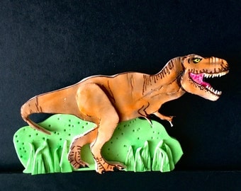 Edible fondant 2D TRex Dinosaur Jurassic World Birthday Cake topper