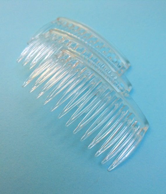 1 Pair Small Clear Plastic Hair Combs // Fascinator Base Hair