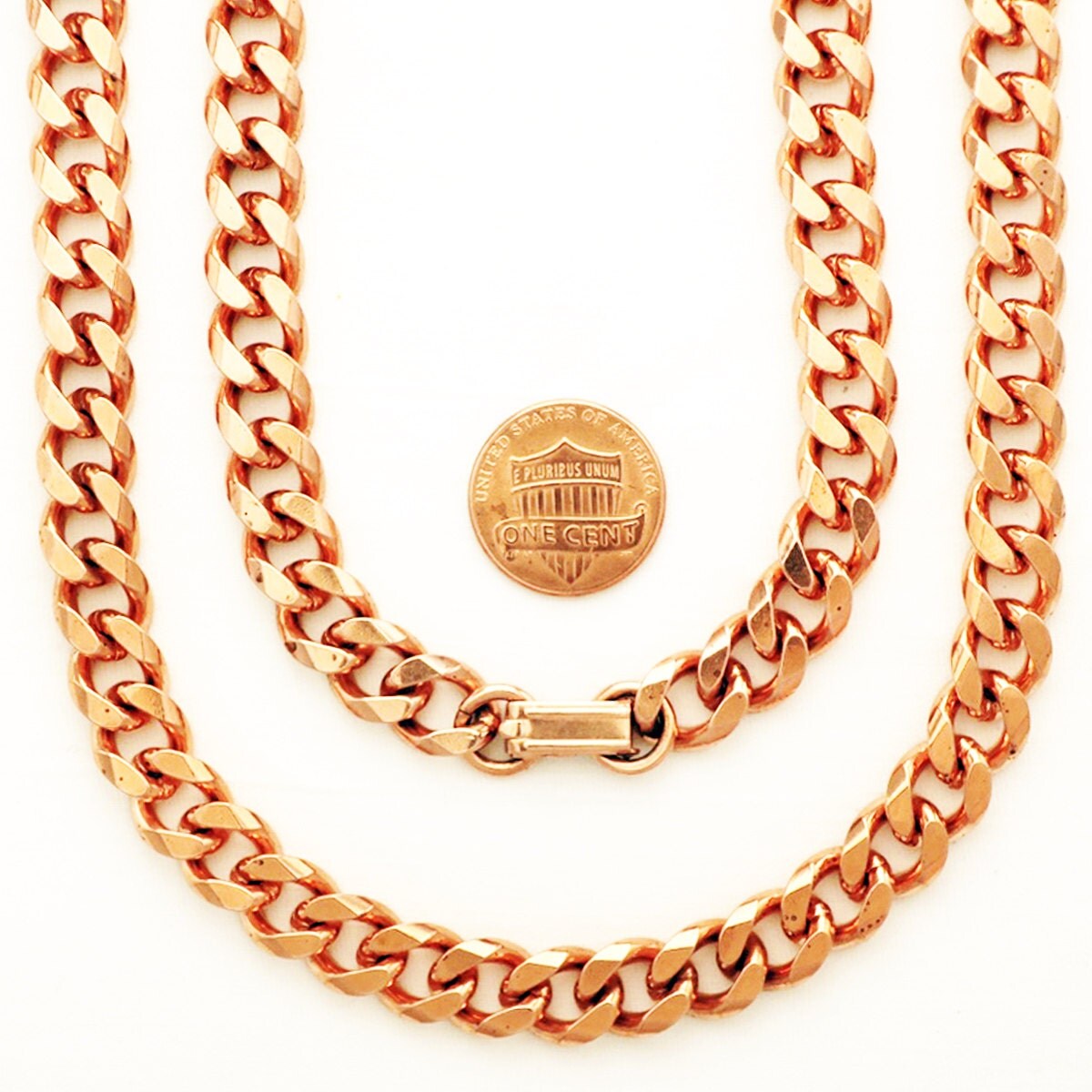 Solid Copper Necklace Heavy Weight Cuban Chain NC76 18