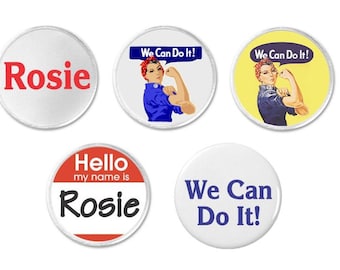 Rosie the Riveter We Can Do It YOU PICK 1.25" 2.25" Pinback Button Pin Magnet Keychain Bottle Opener 3" Sew On Patch