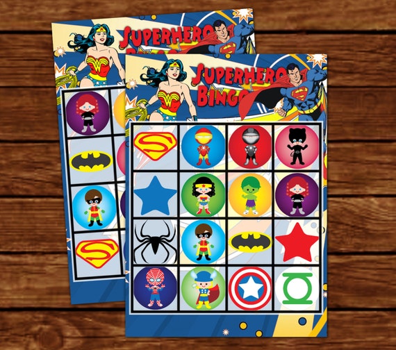 30 Wonder Woman and Superman Superhero Bingo Cards Printable