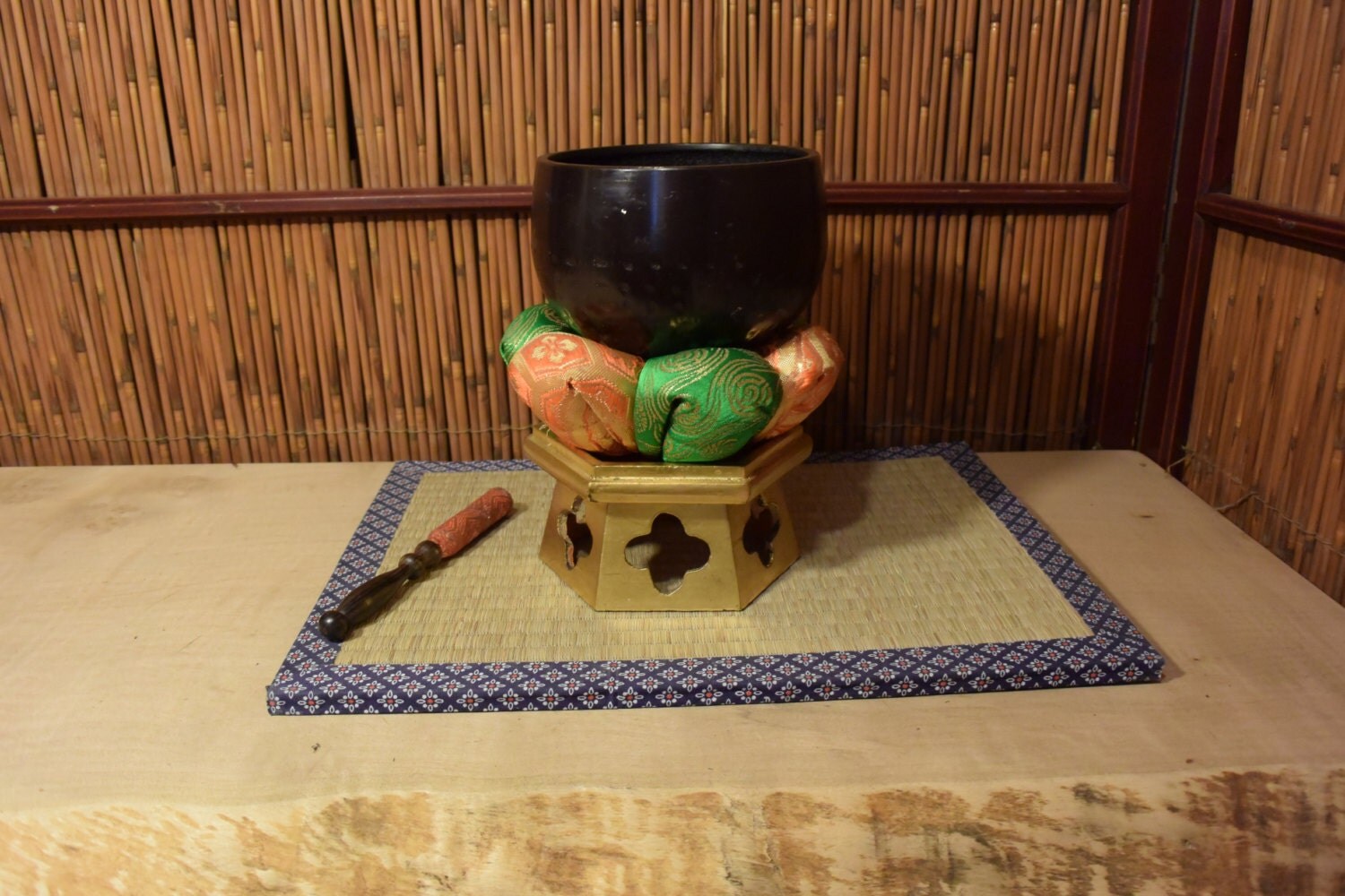 Vintage Japanese Buddhist Gong / Singing Bowl Bronze Brass