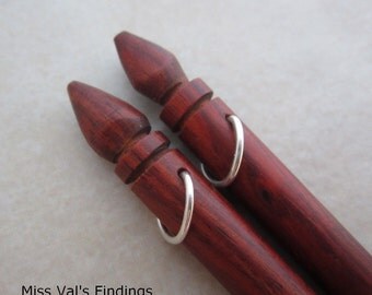 2 rosewood wood hair sticks beadable
