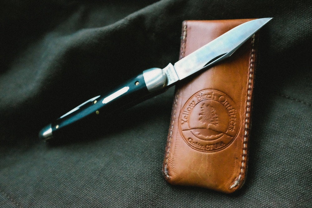 Hand Made Veg Tanned Leather Pocket Knife Slip Case
