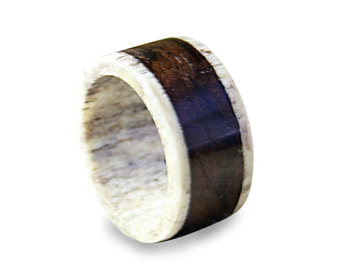 Antler men ring ebony wood ring unisex ring