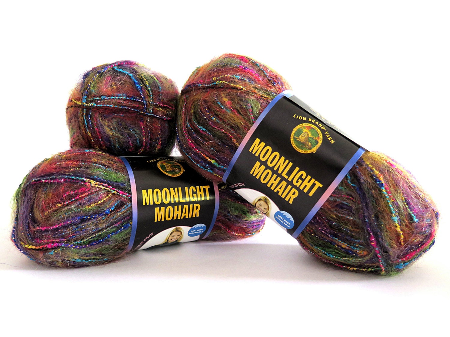 Moonlight Mohair Yarn Rainbow Falls 3 Skeins Lion Brand Craft