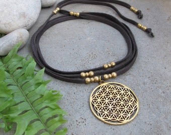 FREE SHIPPING Sri Yantra Necklace, Flower of Life Necklace, Sri Yantra Jewelry,Flower of life Jewelry,Wrap Choker,Yoga Necklace,Yoga Jewelry