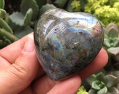 Labradorite Gemstone Heart-Hand Carved Heart-Puffy Heart-Palm Stone-Meditation Tool-Reiki Healing Crystal-Metaphysical Crystals