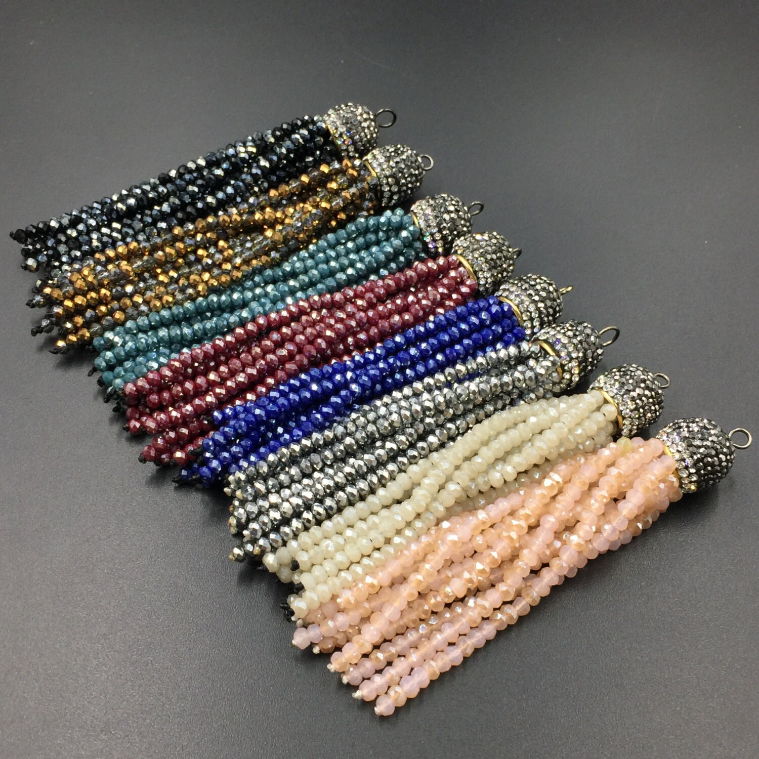 Crystal Tassel Beaded Tassel Pendant Rhinestone Pave Tessel