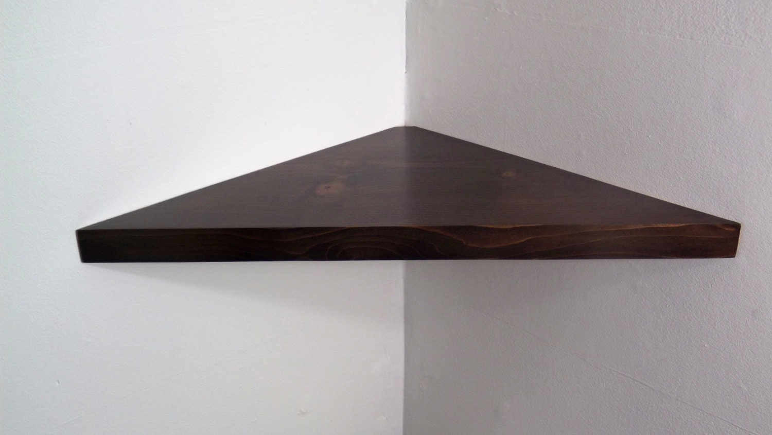 24 Inch Floating Corner Shelf with Espresso Stain by BAwoodworking