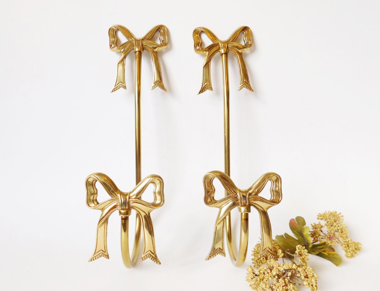 Gold Bow Curtain Tie Backs Shabby Chic Curtain Hardware